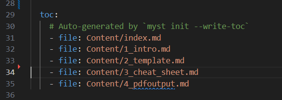 The Table of Contents (ToC) for this book.